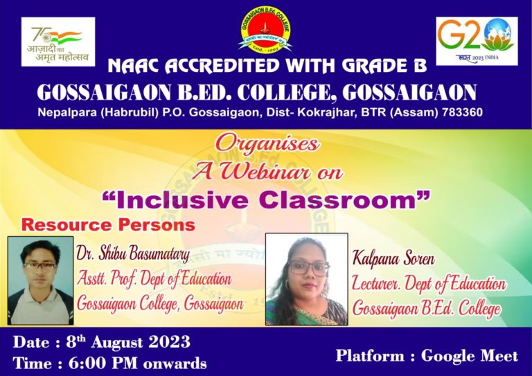 Webinar on “Inclusive Classroom”