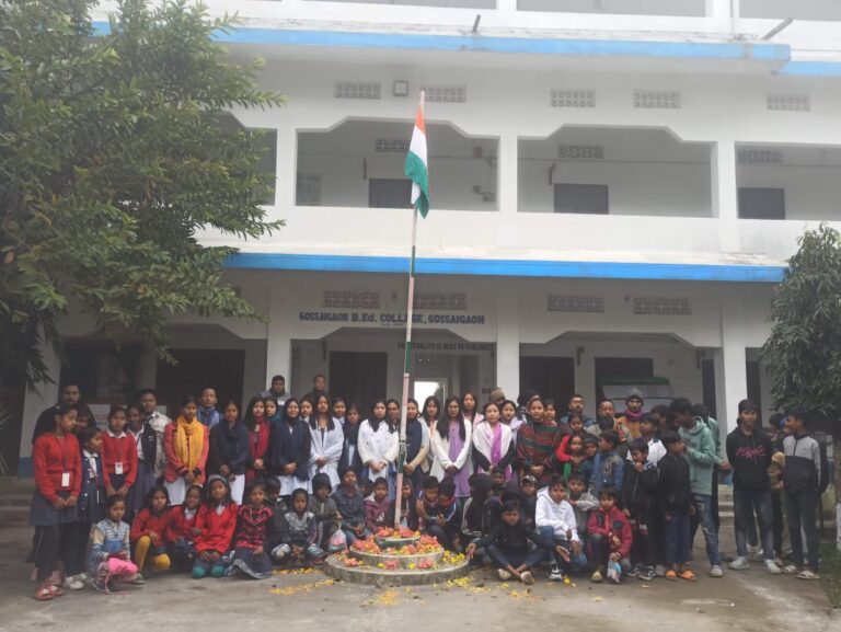 National flag hoisted by Dr. Alangbar Swargiary, Co-ordinator IQAC, commemoration 76th Indian Republic Day.